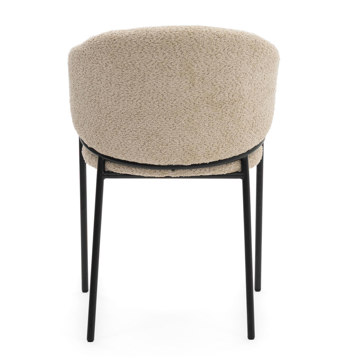 STUHL BUENO gespolsterter - hellbeige - Glamour Boucle Chenille - Beige/Schwarz, Textil/Metall (55/83/56cm) - NEW HOME