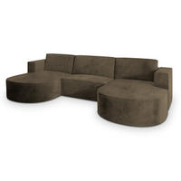 ROHOVÁ SEDAČKA VEZZO béžová - šedá/béžová, dřevo/textil (347/174cm) - MASSENO