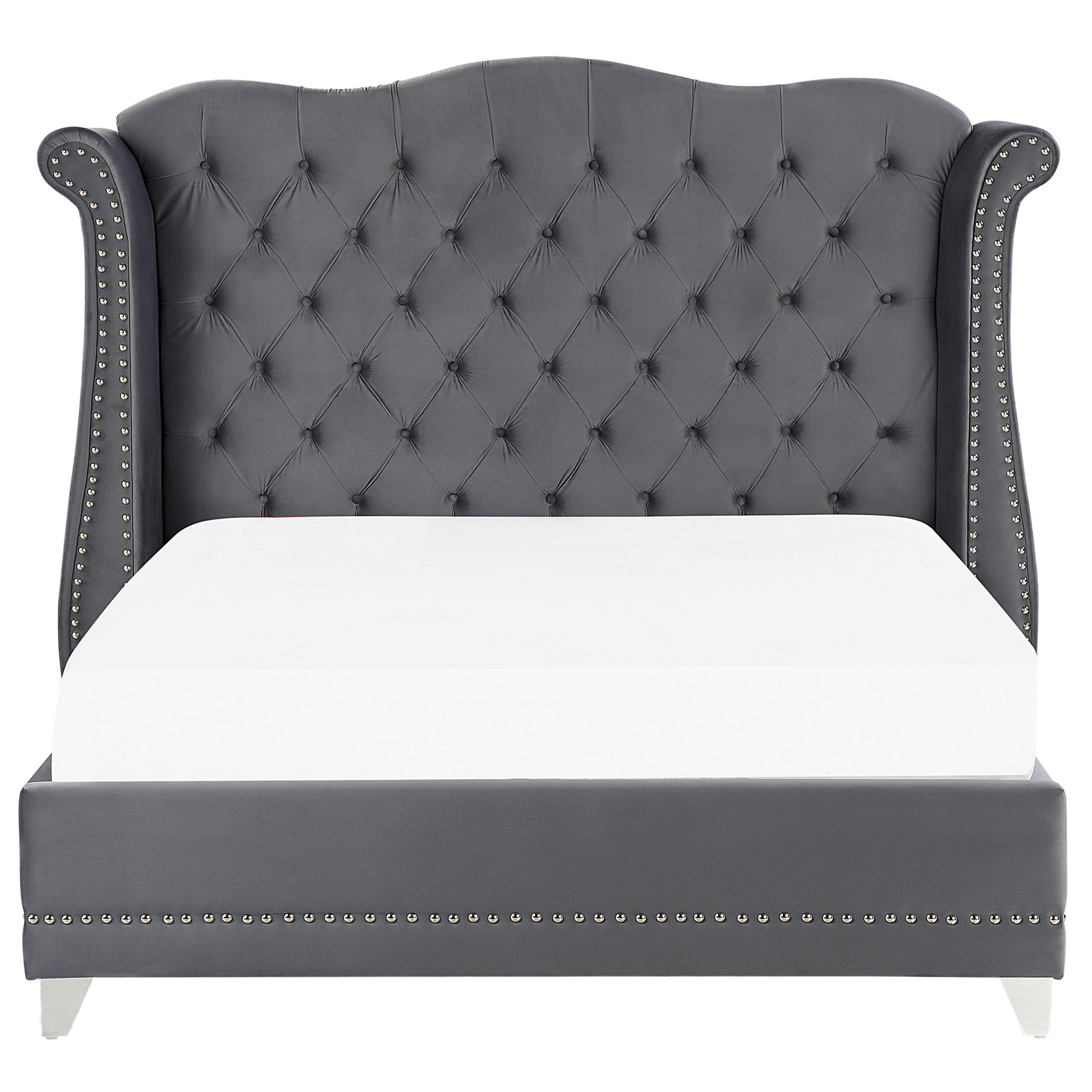POLSTERBETT 160/200cm Grau Ayette - Grau, Textil (160/200cm) - Beliani