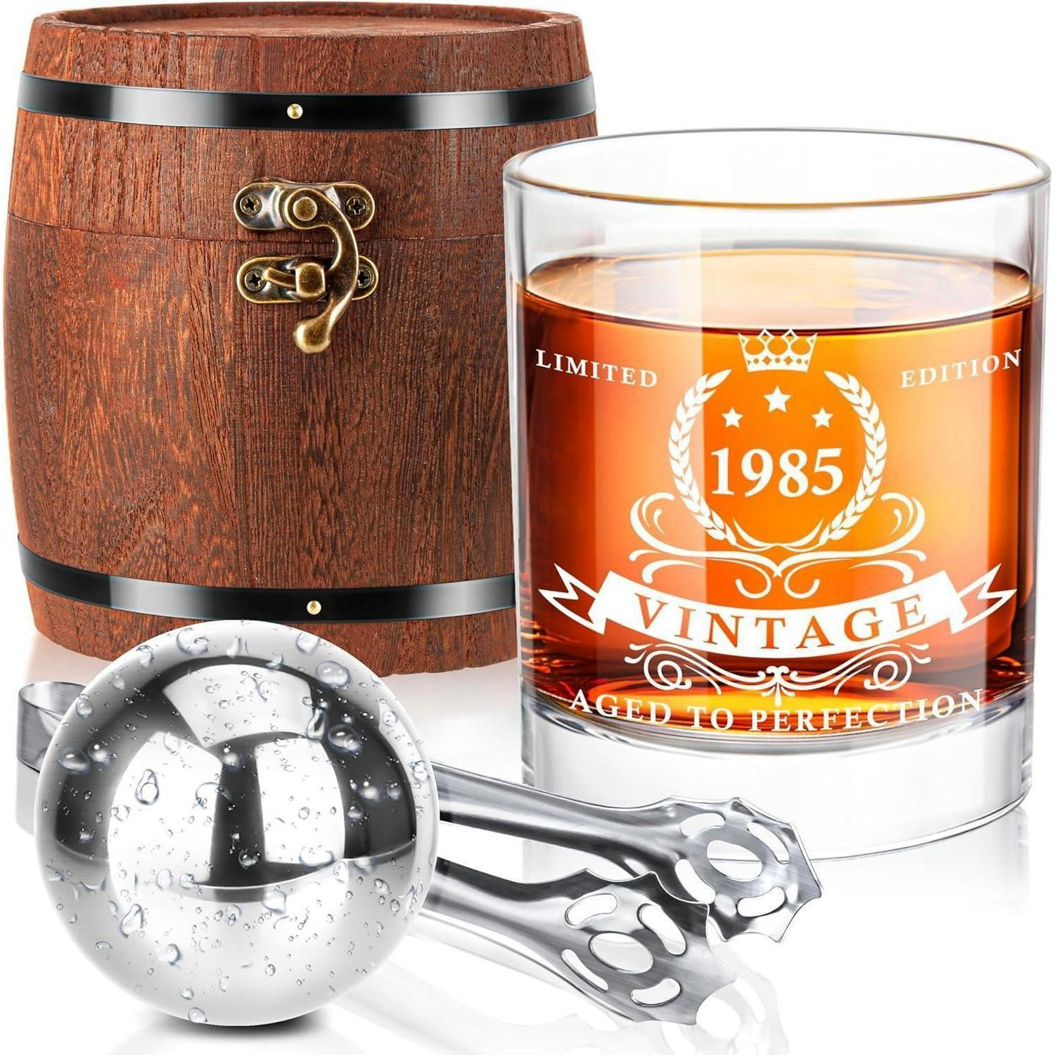 WHISKEYGLAS-SET 4-teilig mit Fassbox - Multicolor, Holz (0.34L)