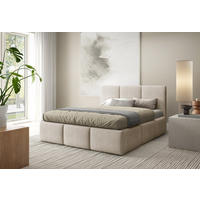 POLSTERBETT VALERIO mit Bettkasten, Bett 140x200,Doppelbett,Lattenrost,Boxspringbett-Optik,ohne Matratze,Schlafzimmer-Beige - Beige, Holz (140/200cm) - Furnistar