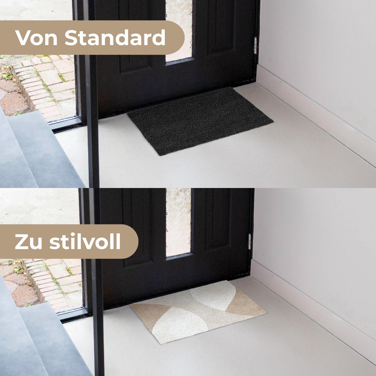 FUSSMATTE Braun - Japandi - Abstrakt 60x40 cm - Beige, Kunststoff (60/0.4cm) - MuchoWow