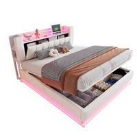 POLSTERBETT mit Samtbezug 180x200 cm Beige mit LED-Beleuchtung, USB-Anschlüssen und hydraulischem Stauraum - Beige, Textil (180/200cm) - IVMEU