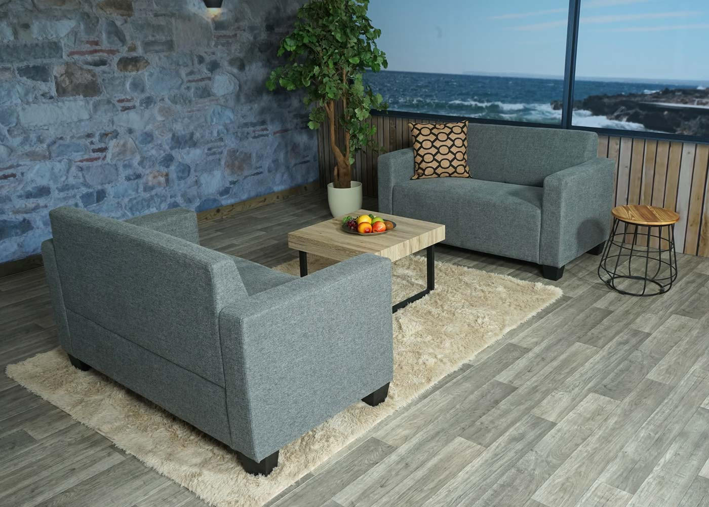 Thumbnail - MCW Sofa-Garnitur, Grau, Textil, 136x76x72 cm, Wohnzimmer, Sofas & Couches, Sitzgarnituren