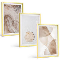 BILDER SET 3er Set - 40x60 cm Goldrahmen - Designerabstraktion der Natur - Goldfarben, Kunststoff (40/60cm) - TULUP