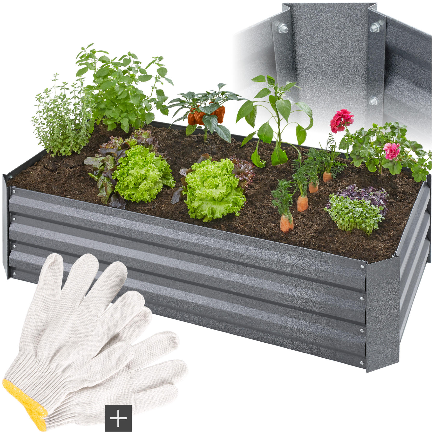 HOCHBEET Pimpinella,120 x 60 x 30 cm,grau - Grau, Metall (60/30/120cm) - tectake
