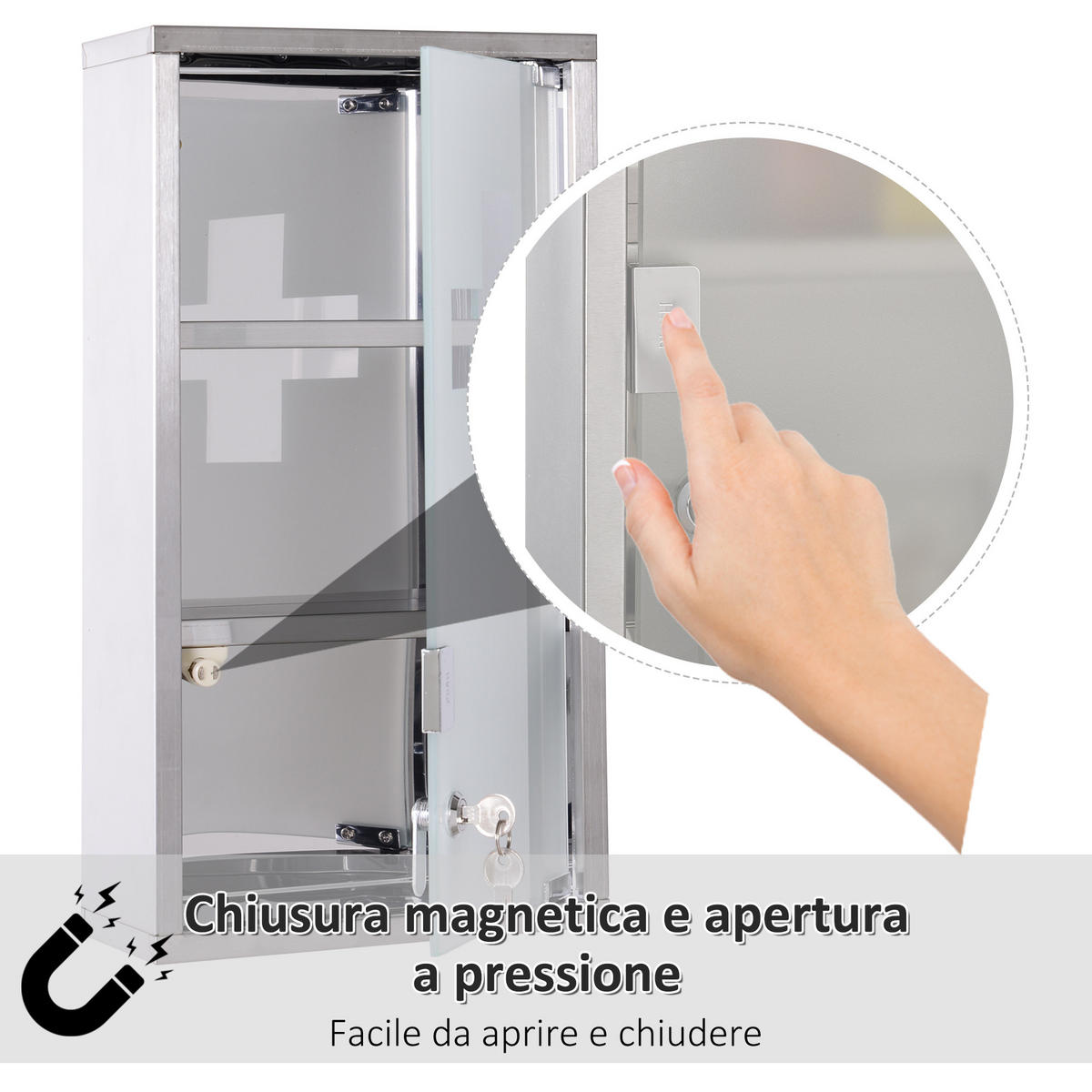 MEDIZINSCHRANK Silber 1 Stück - Silberfarben, Kunststoff (25/48/12cm) - GiPP
