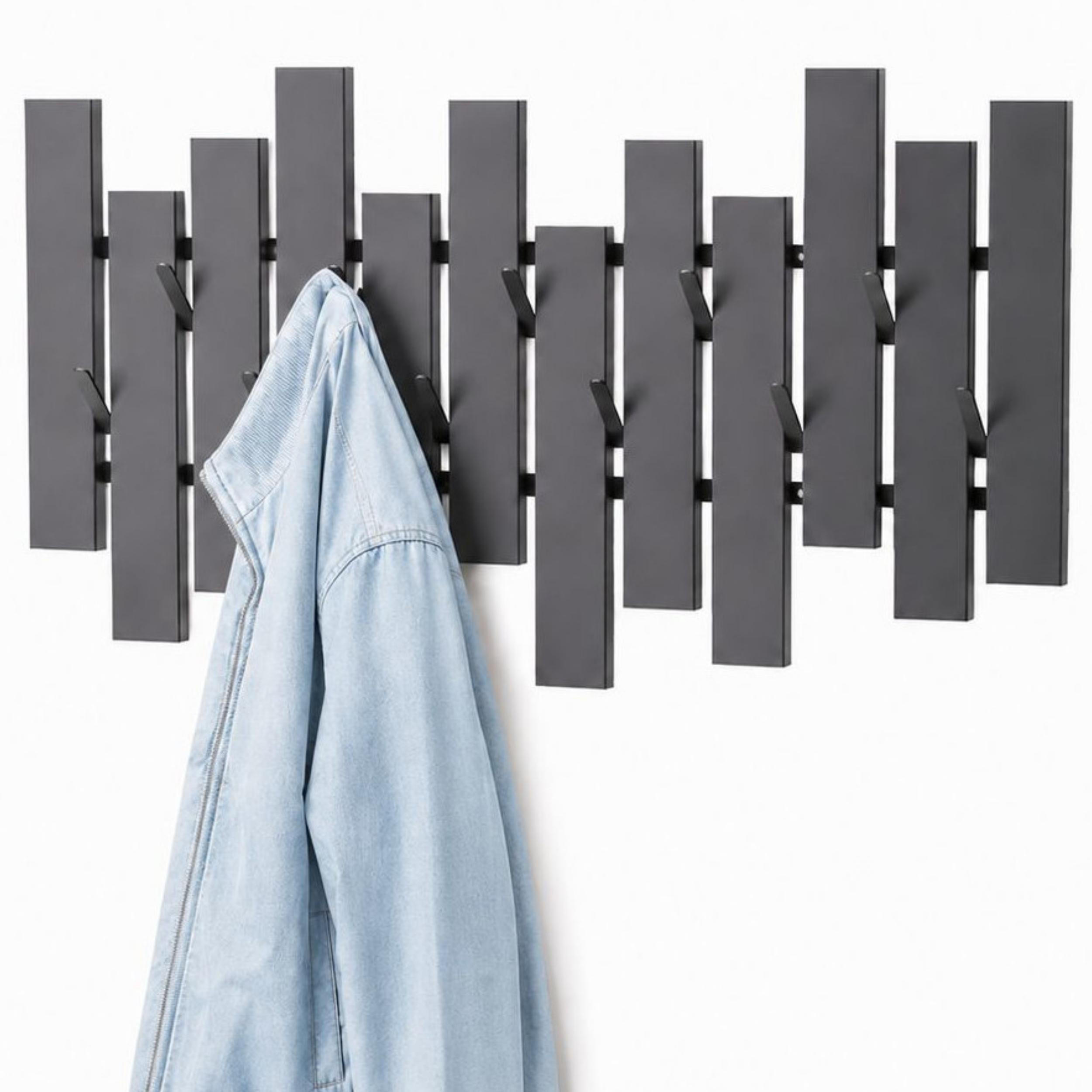 WANDGADEROBE Schwarz Metall Modern 96713 Garderobe Wand mit Haken - Schwarz, Metall (72/40/6cm) - DanDiBo