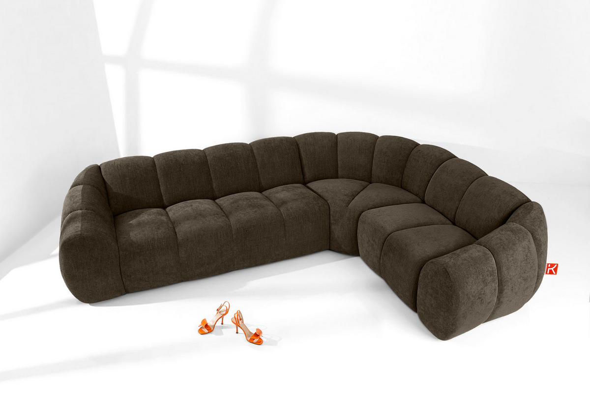 ECKSOFA RECHTS FLAVA, Braun - Braun, Holz/Holzwerkstoff (310/230cm) - KONSIMO®