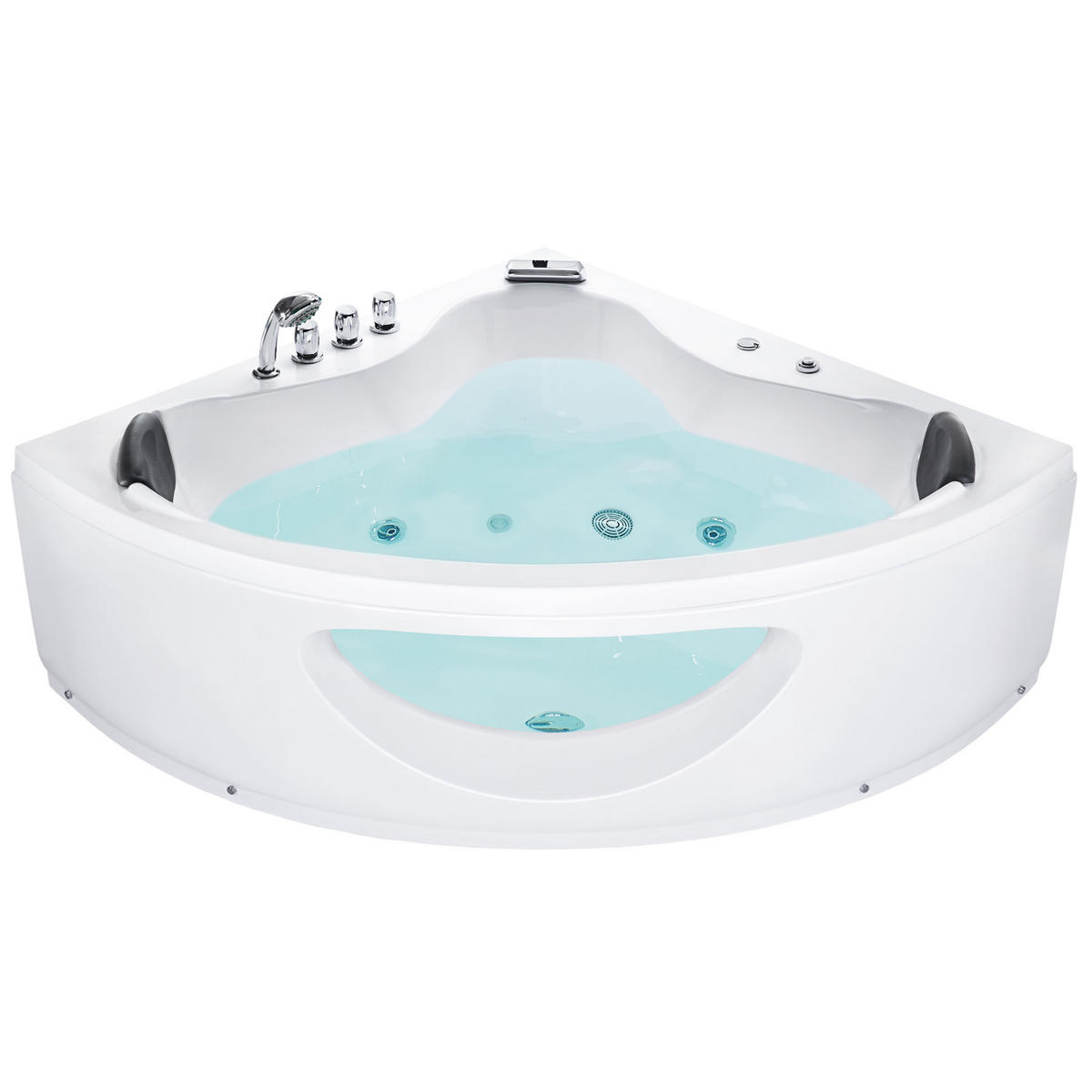 WHIRLPOOL-BADEWANNE mit LED 138x190x61 cm weiß Tocoa - Weiß, Kunststoff (138/61/190cm) - Beliani