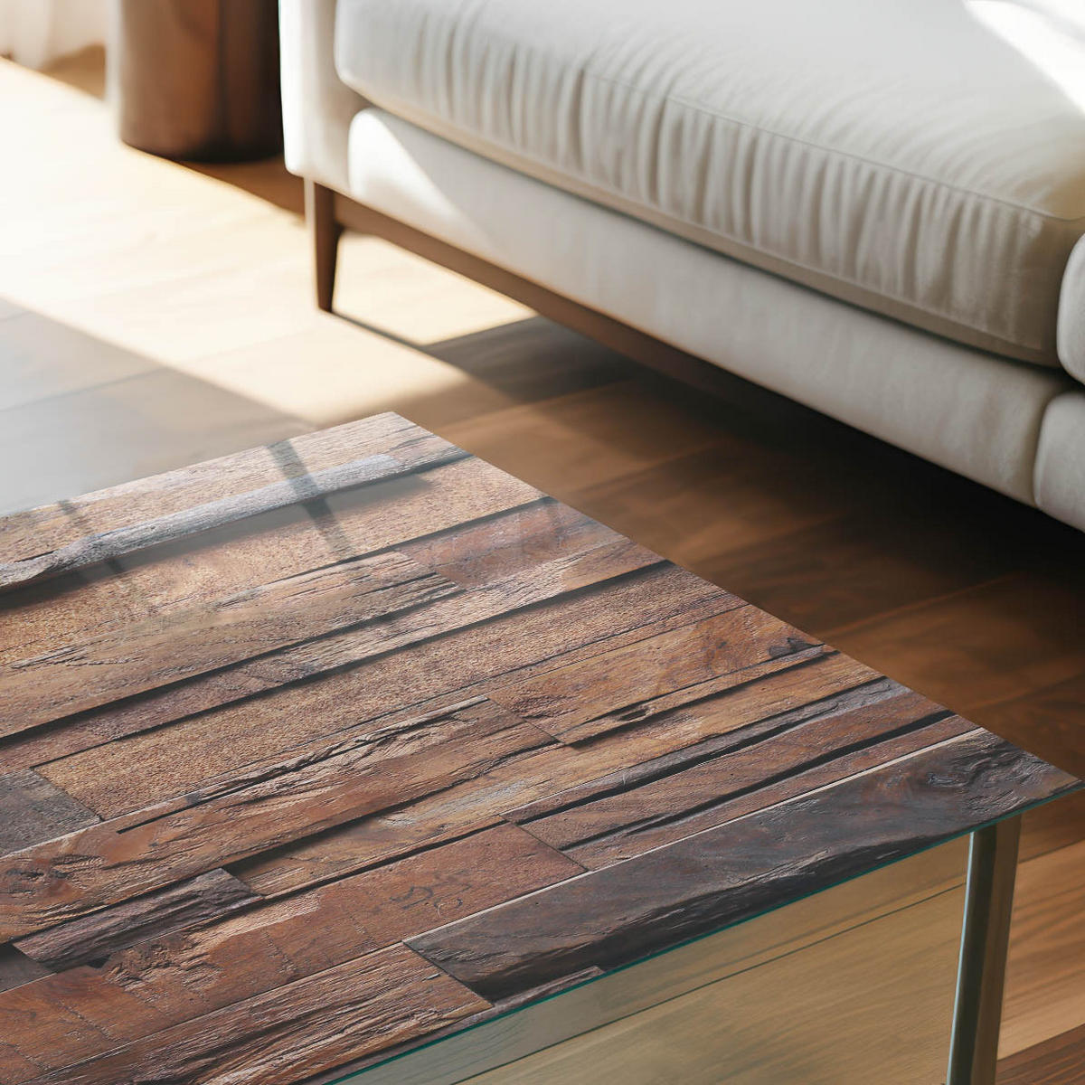 TISCHPLATTE 50x50 cm – Rustikales Holz - Schwarz, Glas (50/50/0.4cm) - Wallfluent