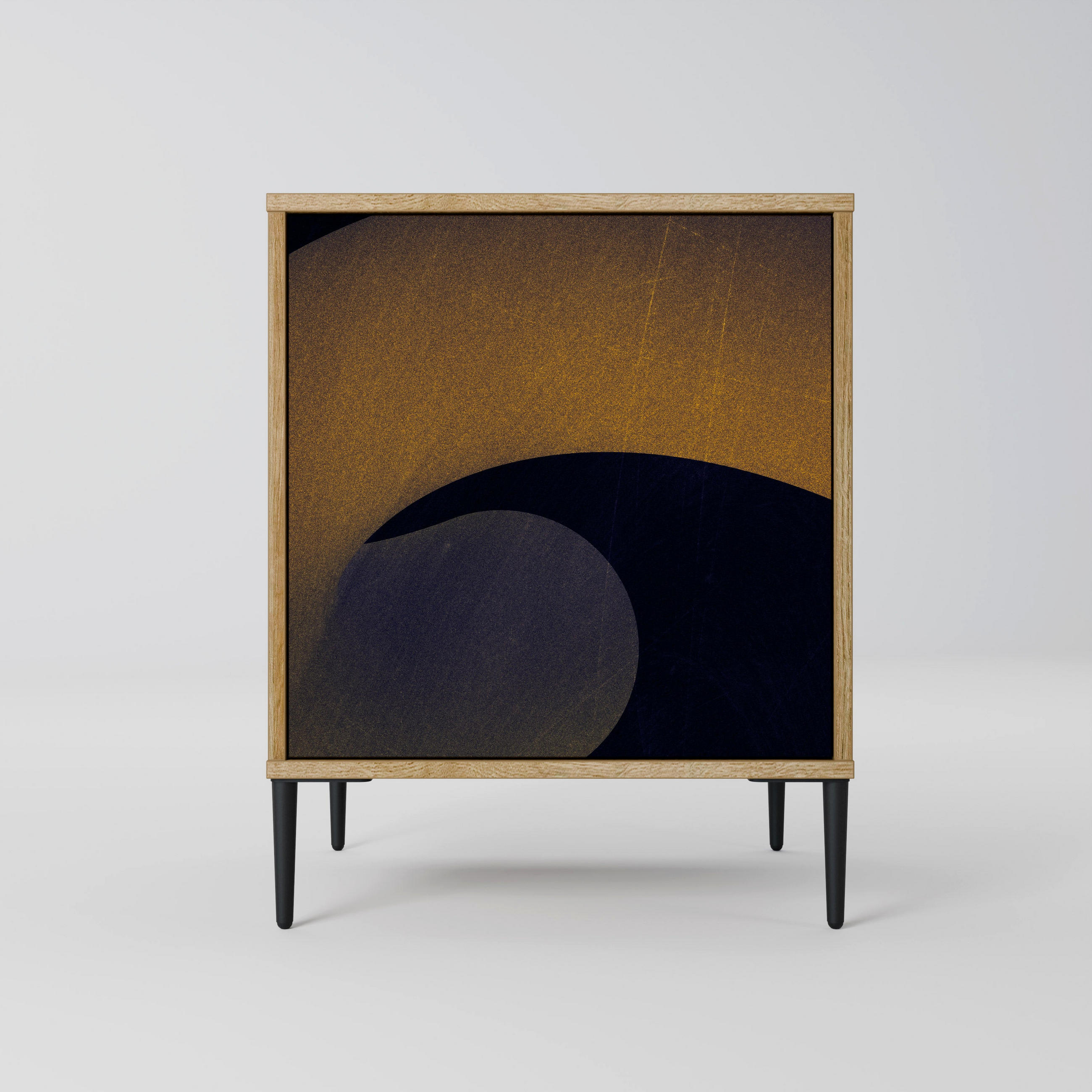 SIDEBOARD HOLLOW TIME, Eichefarben, 57,5x42x72,5 cm, Schwarze Metallfüße - Eichefarben/Multicolor, Holzwerkstoff/Metall (57.5/72.5/42cm) - SpaceRebels