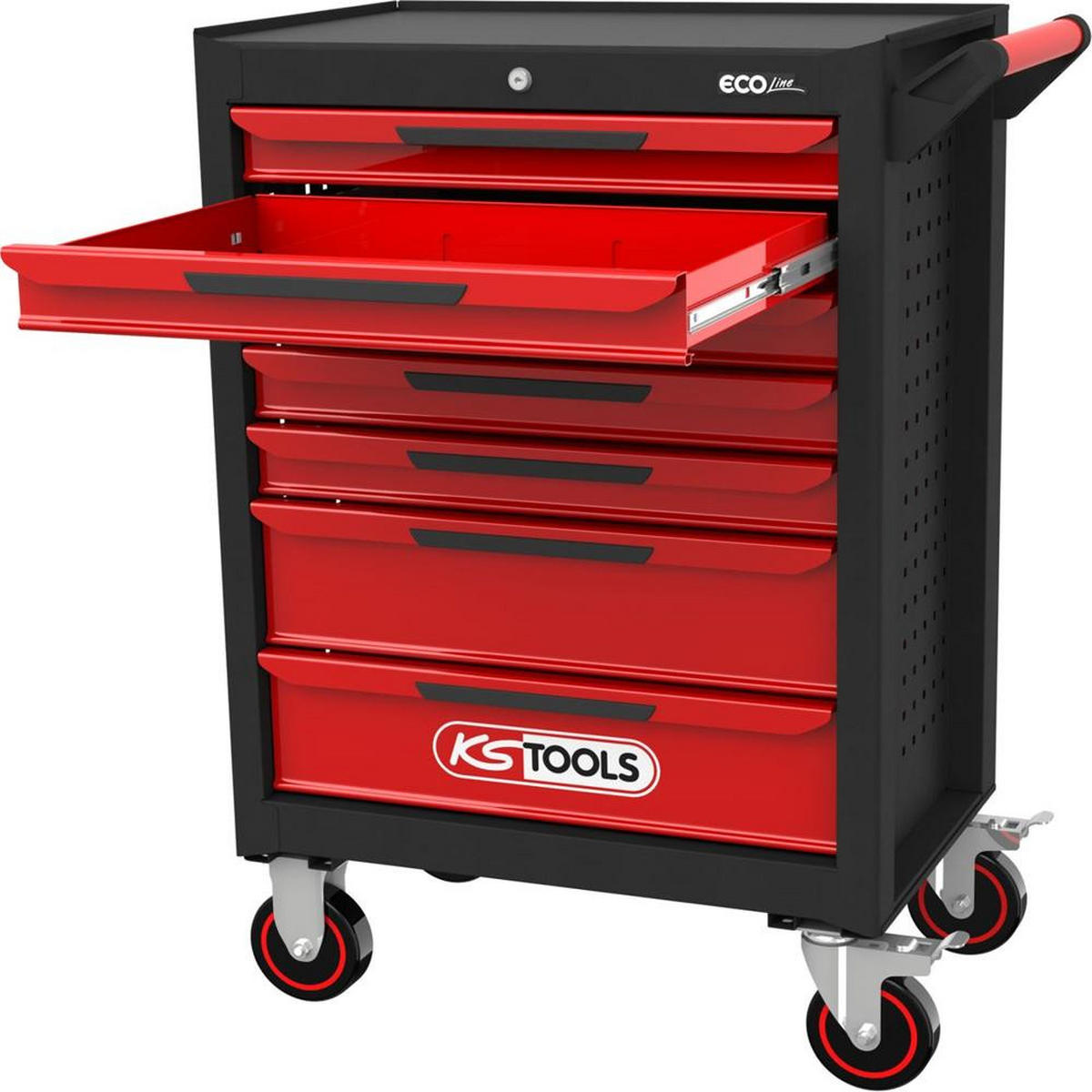 WERKSTATTWAGEN SCHWARZ/ROT mit 7 Schubladen - Multicolor, Kunststoff (748/459/1014cm) - KS Tools