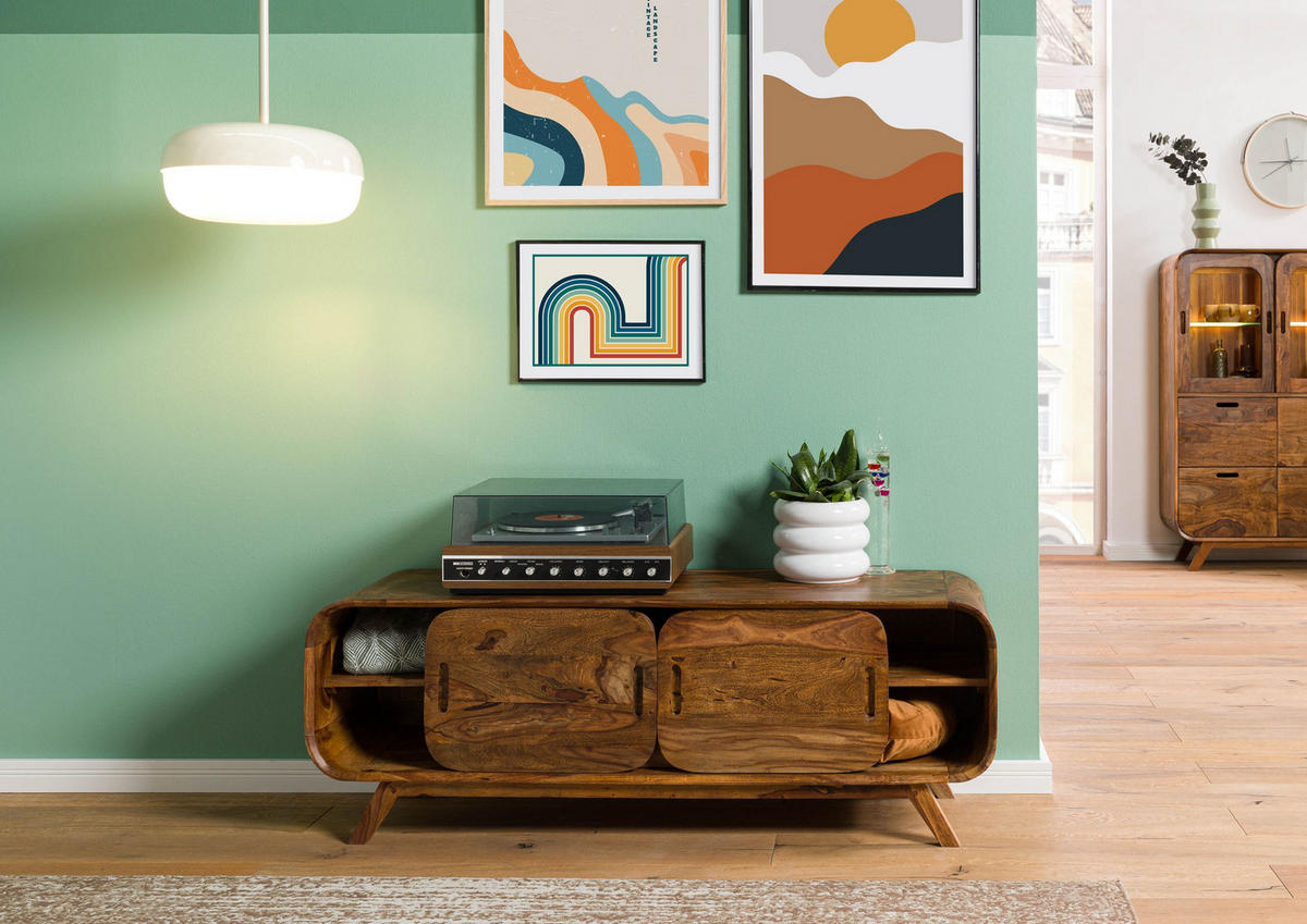 TV-BOARD Sheesham 134x40x48 hellbraun lackiert MAILAND #125 - Braun, Holz (134/48/40cm) - Massivmoebel24