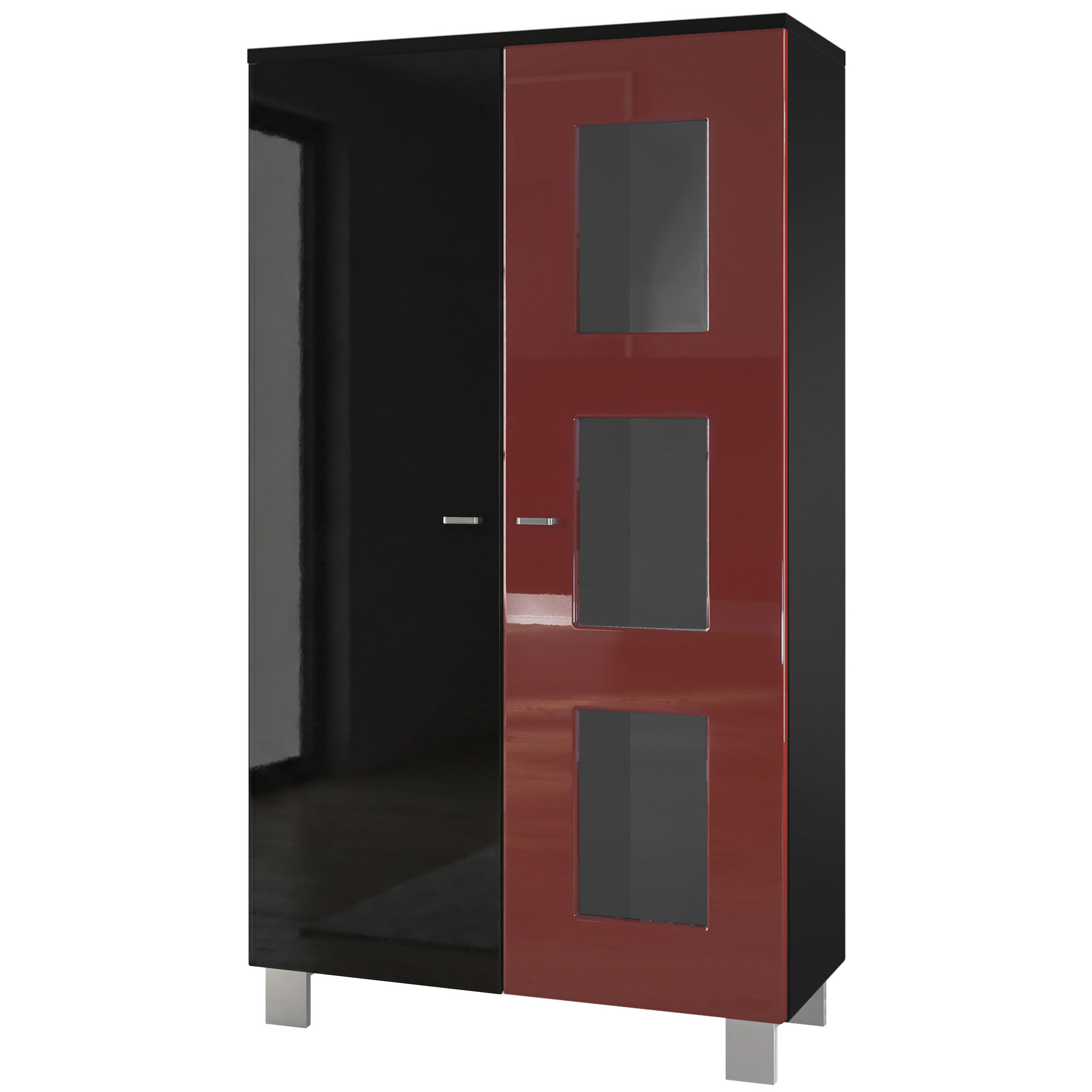 VITRINE Denjo Tür in Bordeaux Hochglanz - Bordeaux, Holzwerkstoff (71/129/35cm) - Vladon