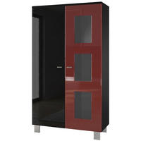 VITRINE Denjo Tür in Bordeaux Hochglanz - Bordeaux, Holzwerkstoff (71/129/35cm) - Vladon