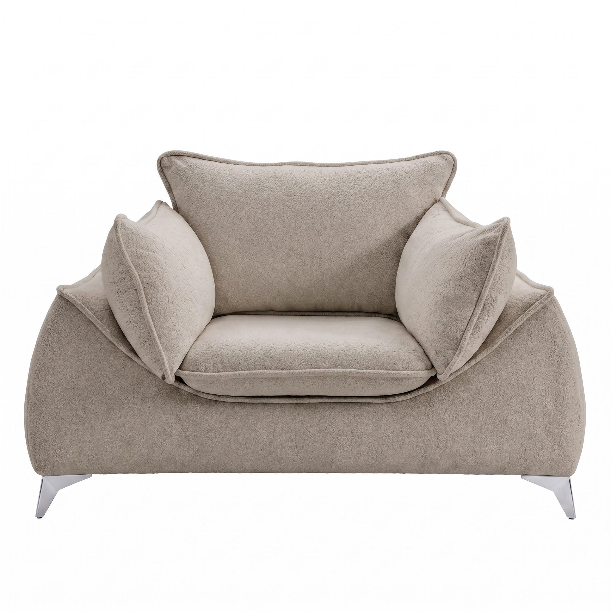 SESSEL MELANI Velours Beige - Chromfarben/Beige, Holz/Textil (140/90/85cm) - Muffo