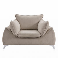 SESSEL MELANI Velours Beige - Chromfarben/Beige, Holz/Textil (140/90/85cm) - Muffo