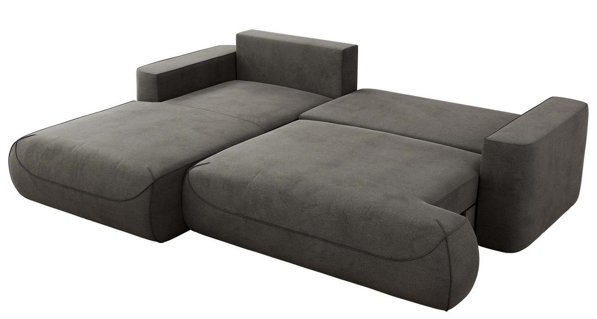 ECKSOFA OVO L Dunkelgrau Velvet - Links Seite - Dunkelgrau/Schwarz, Kunststoff/Textil (271/195cm) - MKS