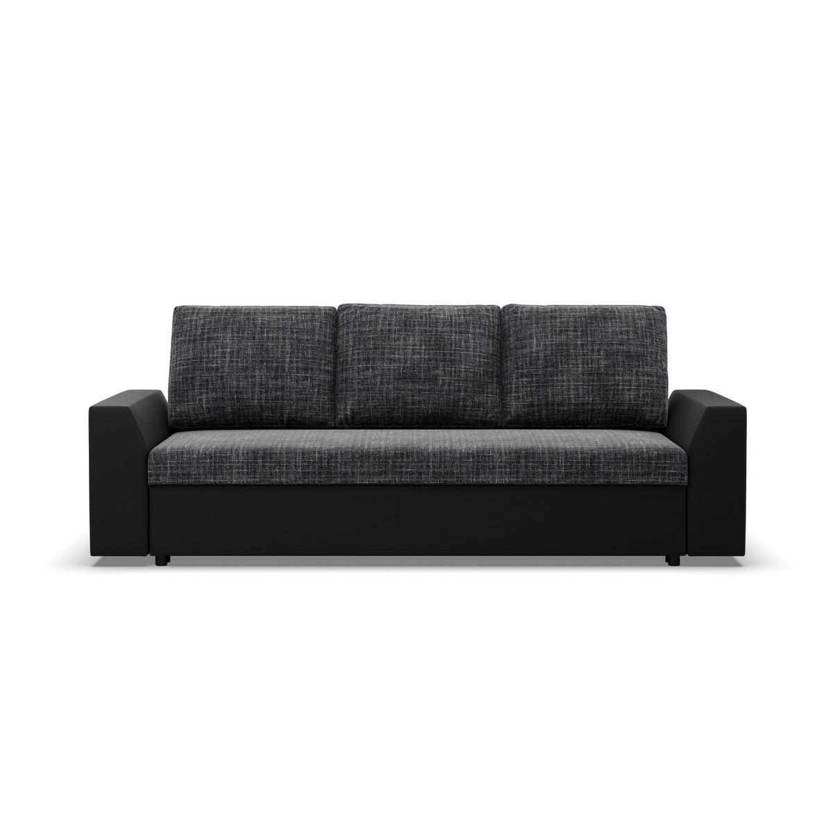 SOFA 3-SITZER MIT SCHLAFFUNKTION LUGO Dunkelgrau/Schwarz - Dunkelgrau/Schwarz, Textil (92/92/232cm) - Mebligo