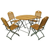 SITZGRUPPE Bad Belzig 5-teilig - Garten Set für 4 Personen - Gartensitzgruppe - Flachstahl grün - Robinie - Grün, Holz - TPFGarden