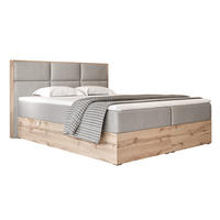 BOXBETT LAVIO 160/200 cm, in Hellgrau, mit Matratze und Topper - Hellgrau, Holzwerkstoff/Textil (160/200cm) - Idohome