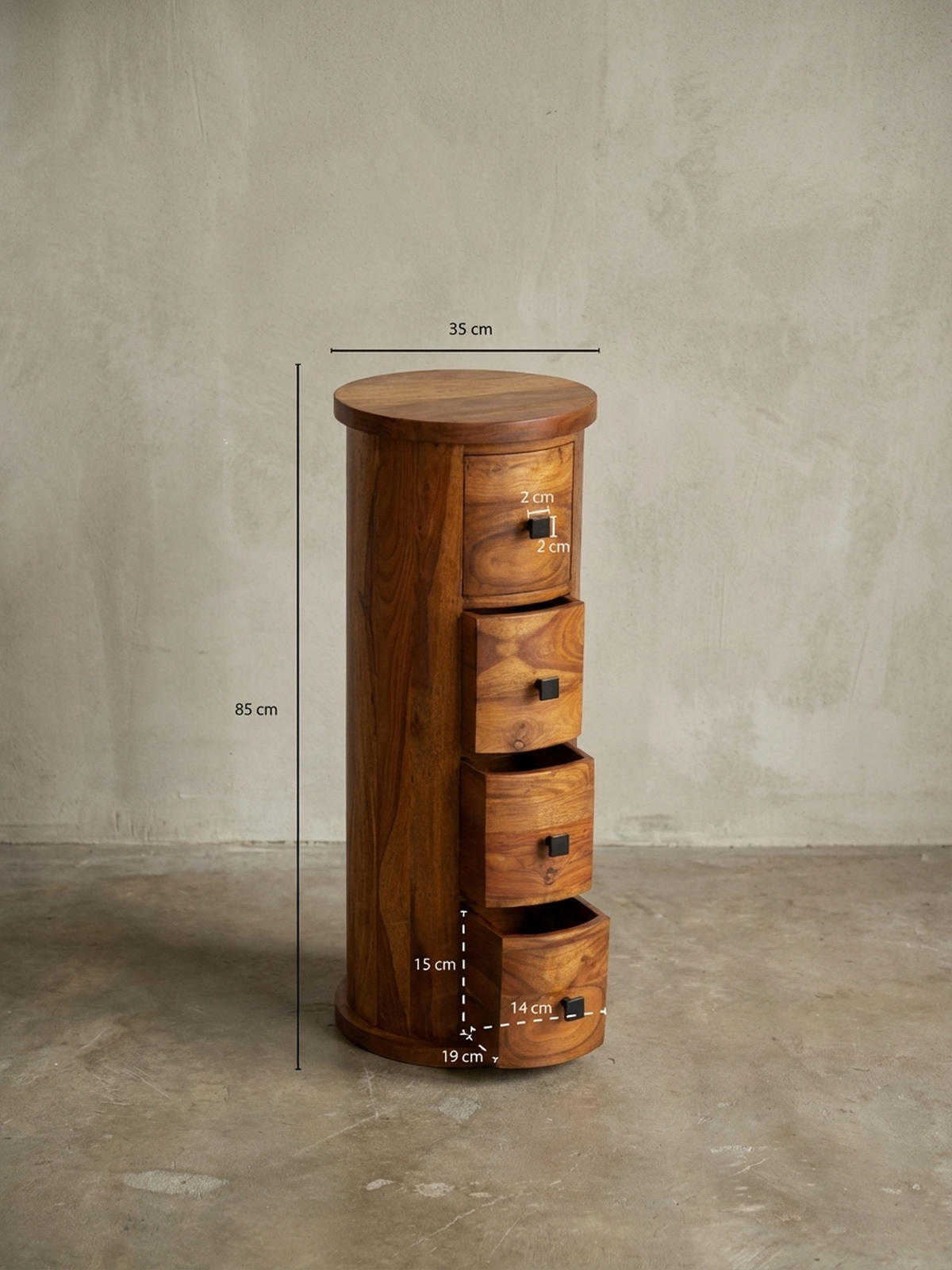 KOMMODE – Massivholz, rustikal, 4 Schubladen, viel Stauraum - Braun, Holz/Metall (35/85/35cm) - KADIMA DESIGN