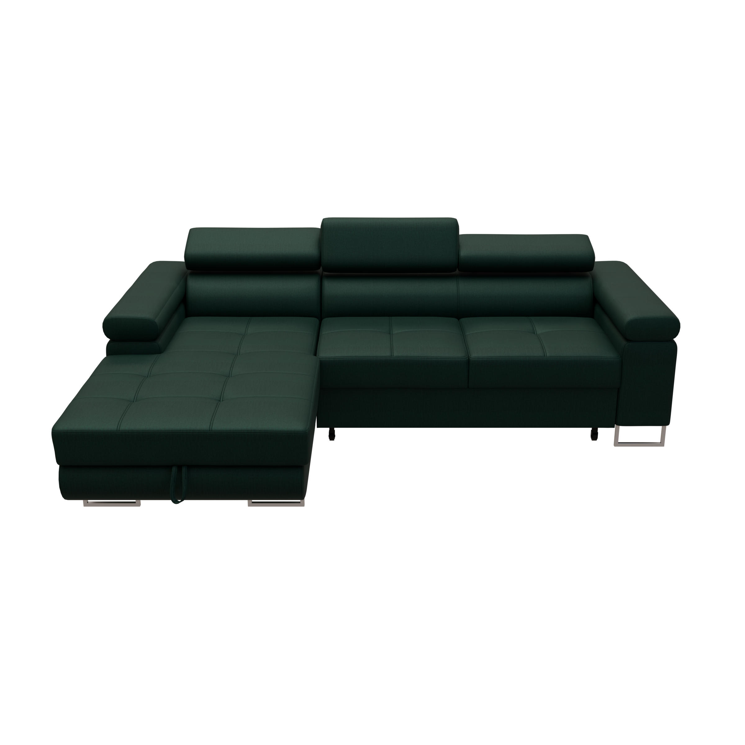 ECKSOFA VEMO MINI Links Dunkelgrün Velour-Stoff Kompakter Komfort für Wohnräume - Dunkelgrün, Textil (235/175cm) - Barchello