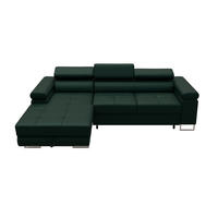 ECKSOFA VEMO MINI Links Dunkelgrün Velour-Stoff Kompakter Komfort für Wohnräume - Dunkelgrün, Textil (235/175cm) - Barchello