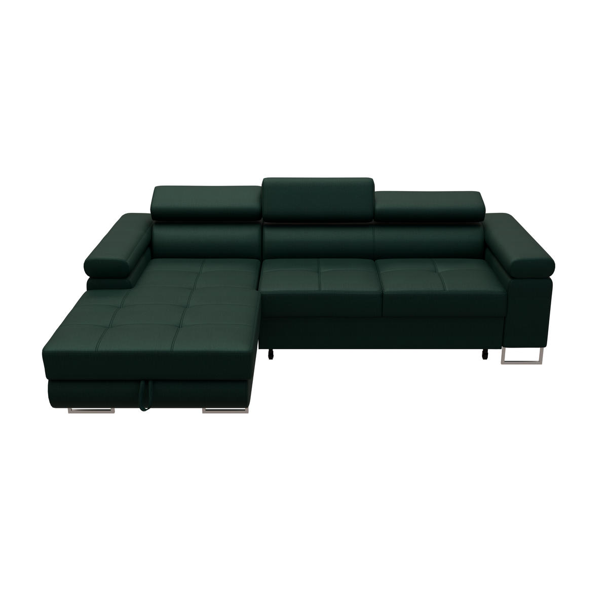 ECKSOFA VEMO MINI Links Dunkelgrün Velour-Stoff Kompakter Komfort für Wohnräume - Dunkelgrün, Textil (235/175cm) - Barchello