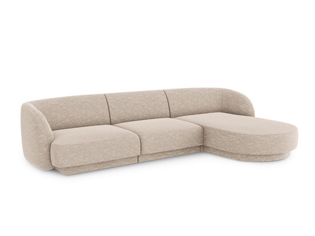 ECKSOFA rechts Miley aus Chenille-Stoff beige 4 Sitzplätze - Beige, Textil (156/255cm) - Micadoni