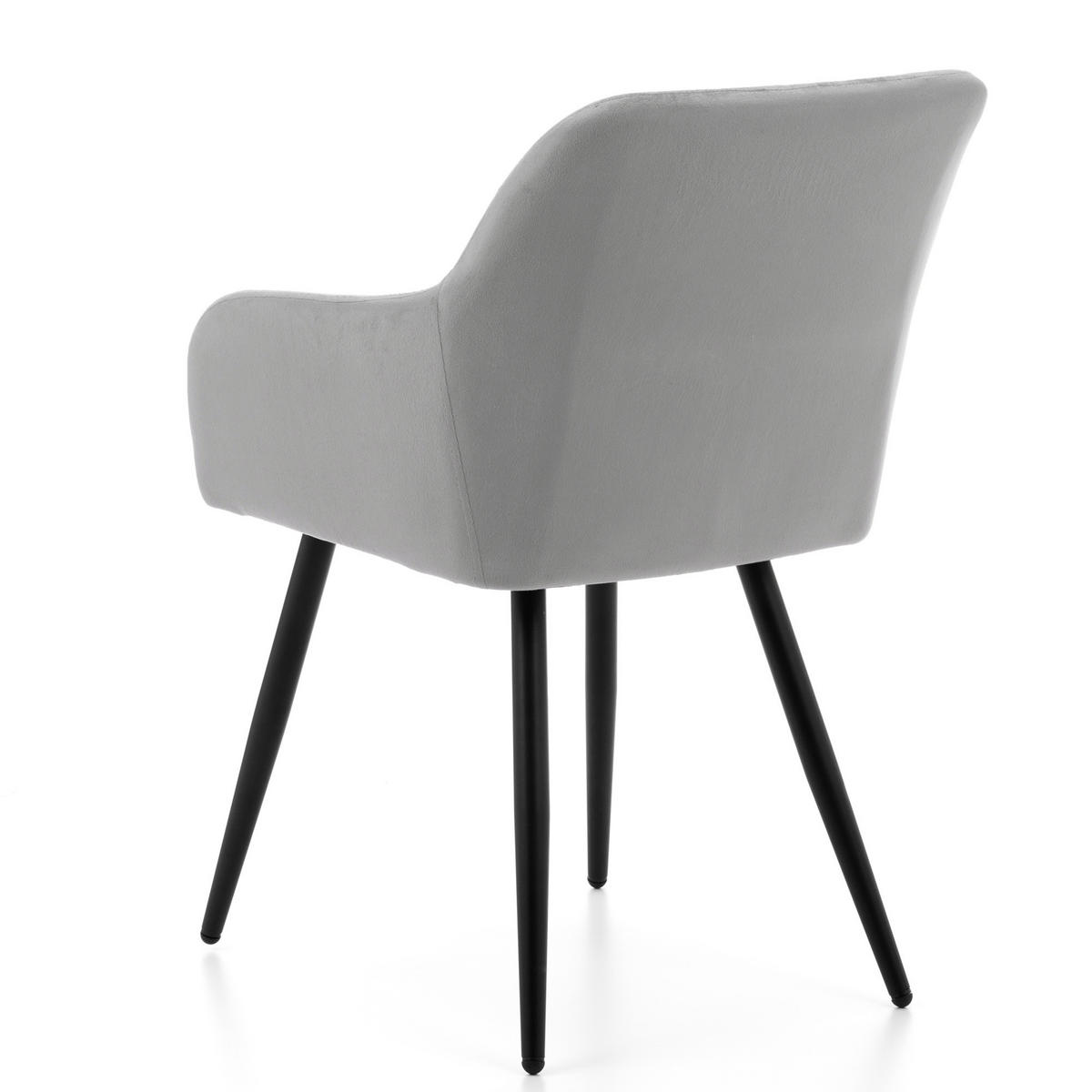 STUHL TODI gepolstert mit Steppung - hellgrau - Samt Velours - Hellgrau/Schwarz, Textil/Metall (56/85/62cm) - NEW HOME