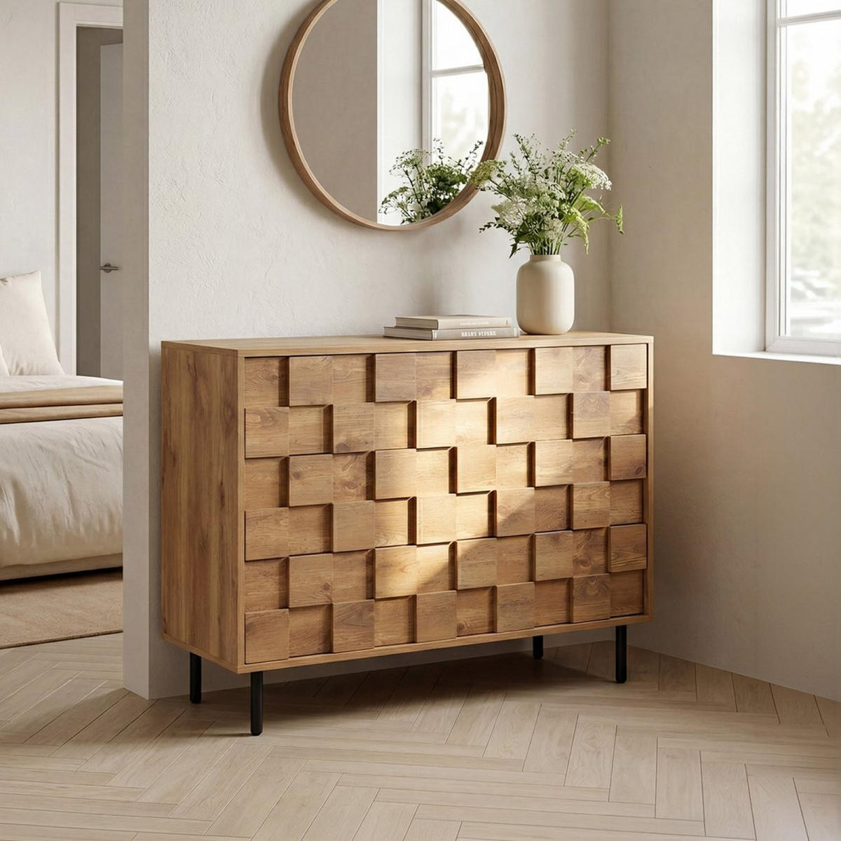 KOMMODE MIT SCHUBLADEN Ivar Natürlich 108 cm x 80 cm - Naturfarben, Holzwerkstoff (108/80/40cm) - Klast Home