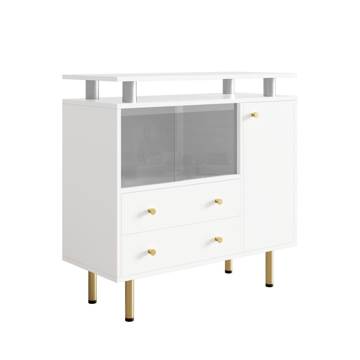 SIDEBOARD Weiß 80/35/80 cm - Weiß, Glas (80/80/35cm) - PANGIVO