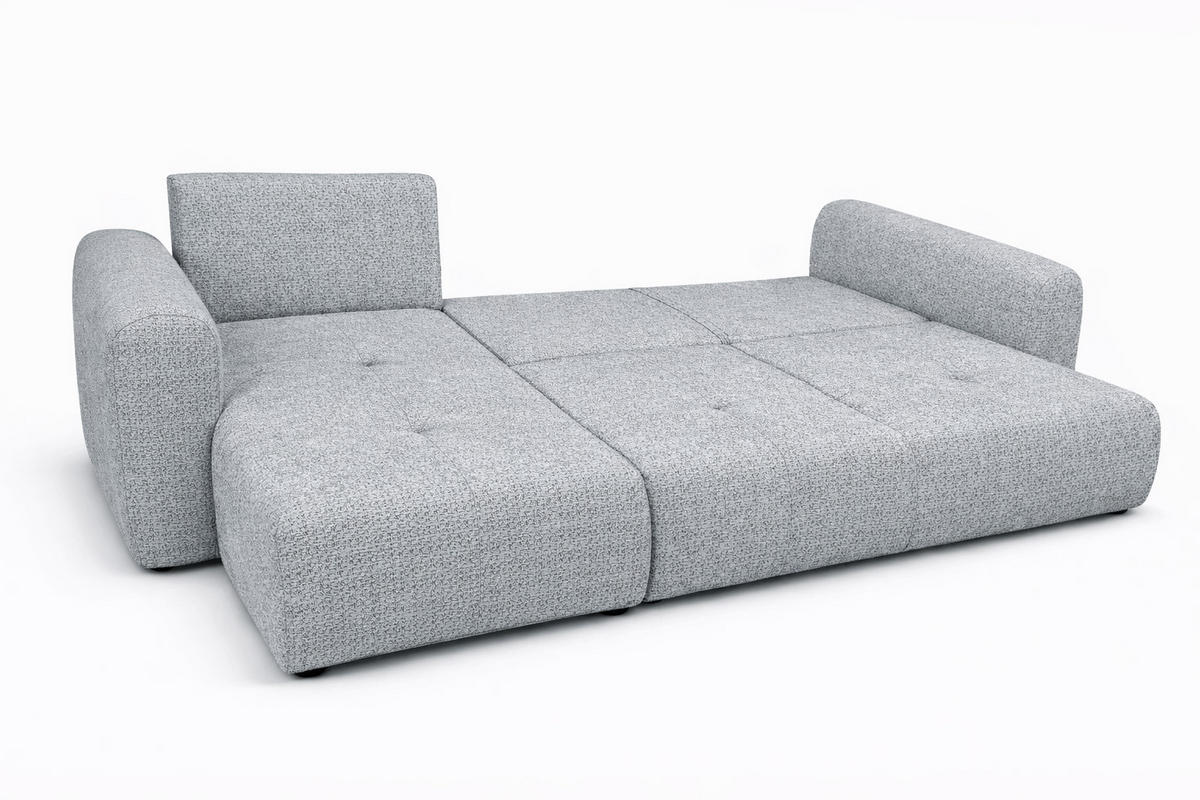 ECKSOFA Mit Schlaffunktion Und Bettkasten, Sofa L-Form Bingo L, Chenille-Stoff Artico, Cement, Links - Hellgrau, Holz (250/142cm) - Kaiser Möbel