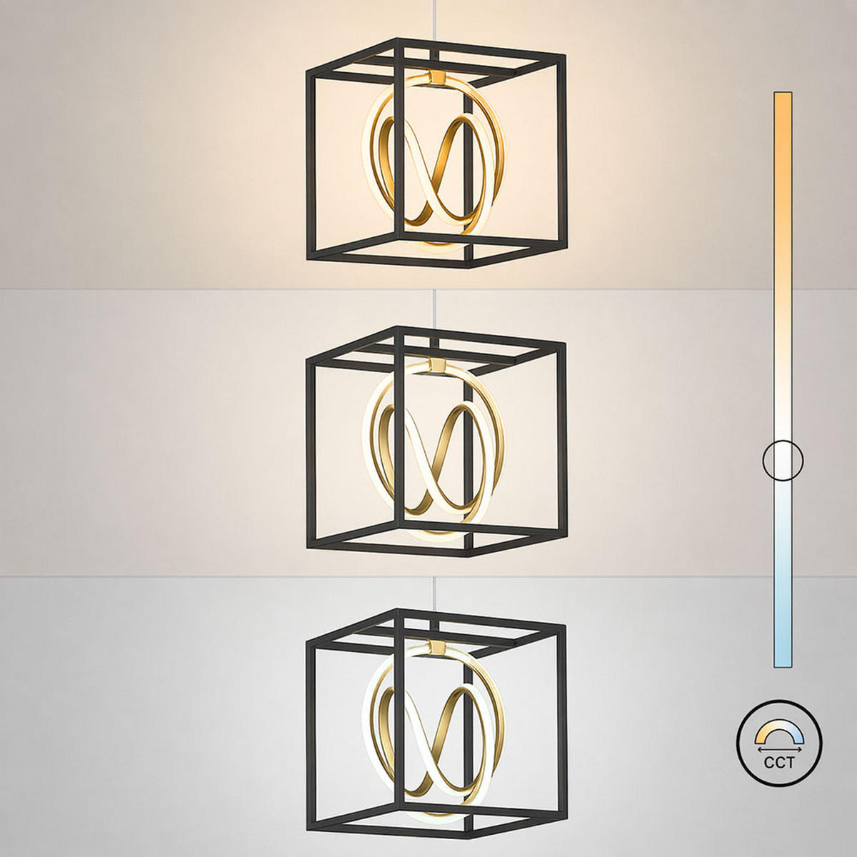 LED HÄNGELAMPE Gisi Schwarz Gold - Schwarz, Metall (25/25/150cm)