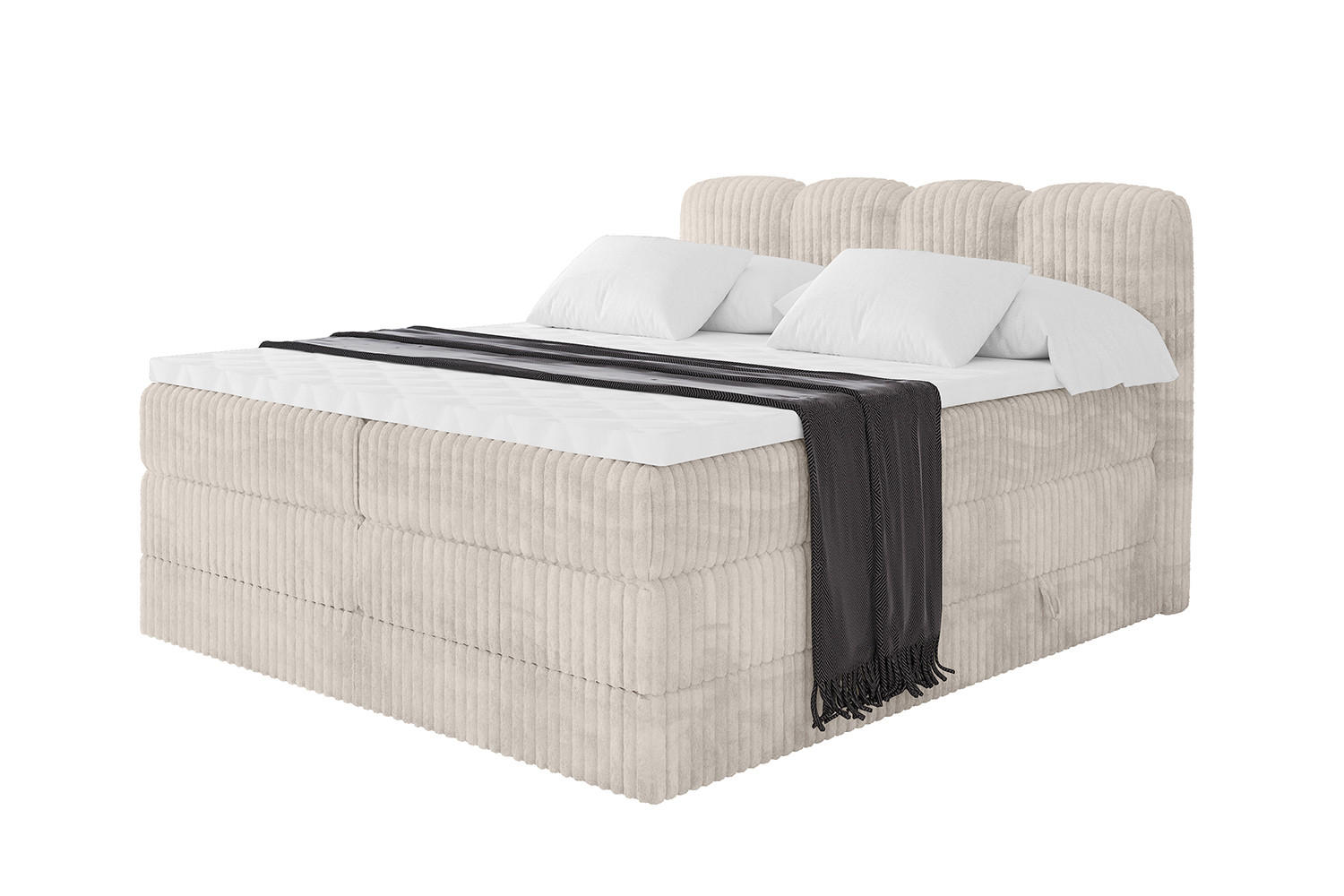 BOXBETT mit Matratze H3|H4 - NINA KING - 200x200 cm - Creme - Creme, Holzwerkstoff (200/200cm) - ALTDECOR