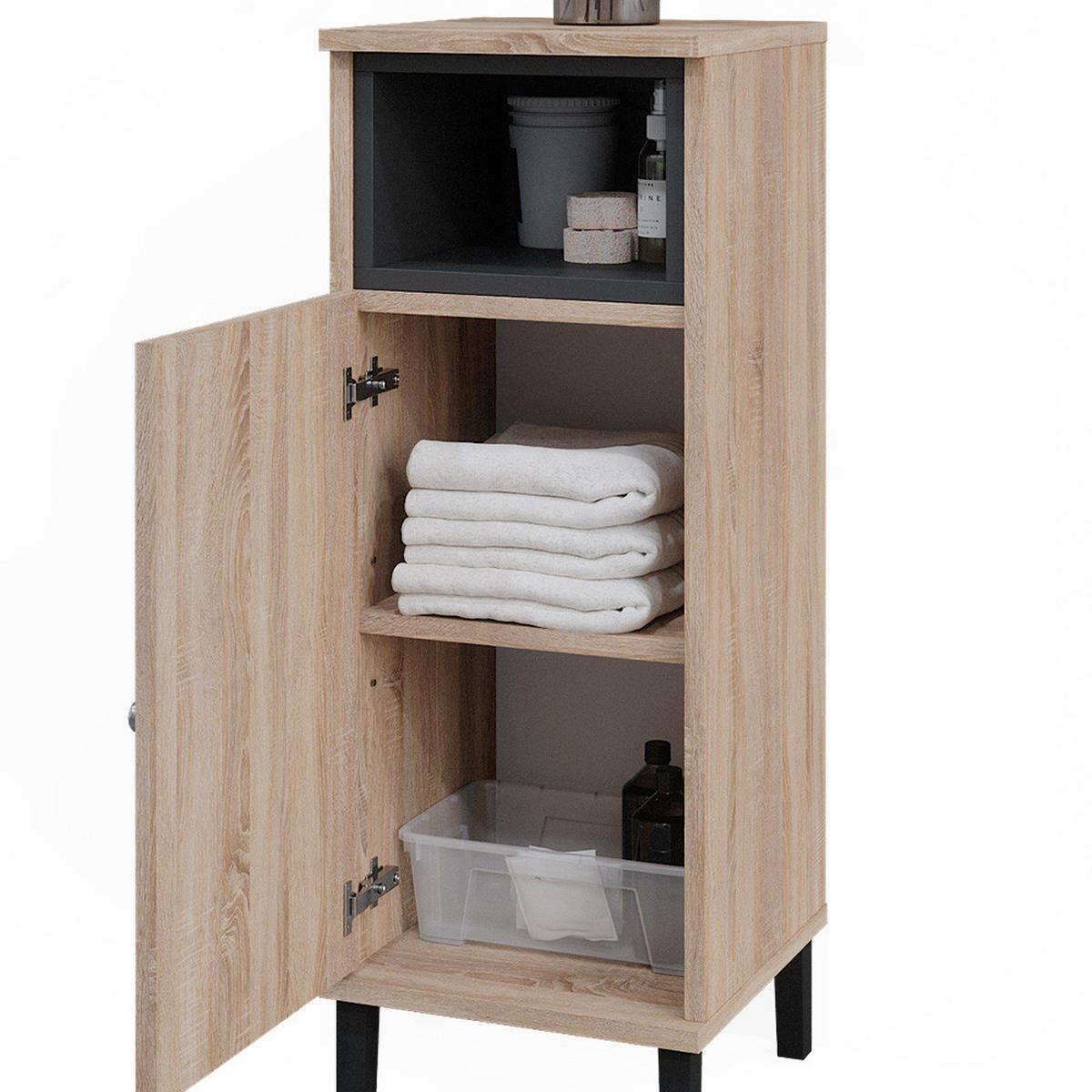 MIDISCHRANK Aquis Sonoma 30 x 86.8 cm mit Tür und offenem Fach - Braun/Sonoma Eiche, Holzwerkstoff (30/81.8/30cm) - Vicco