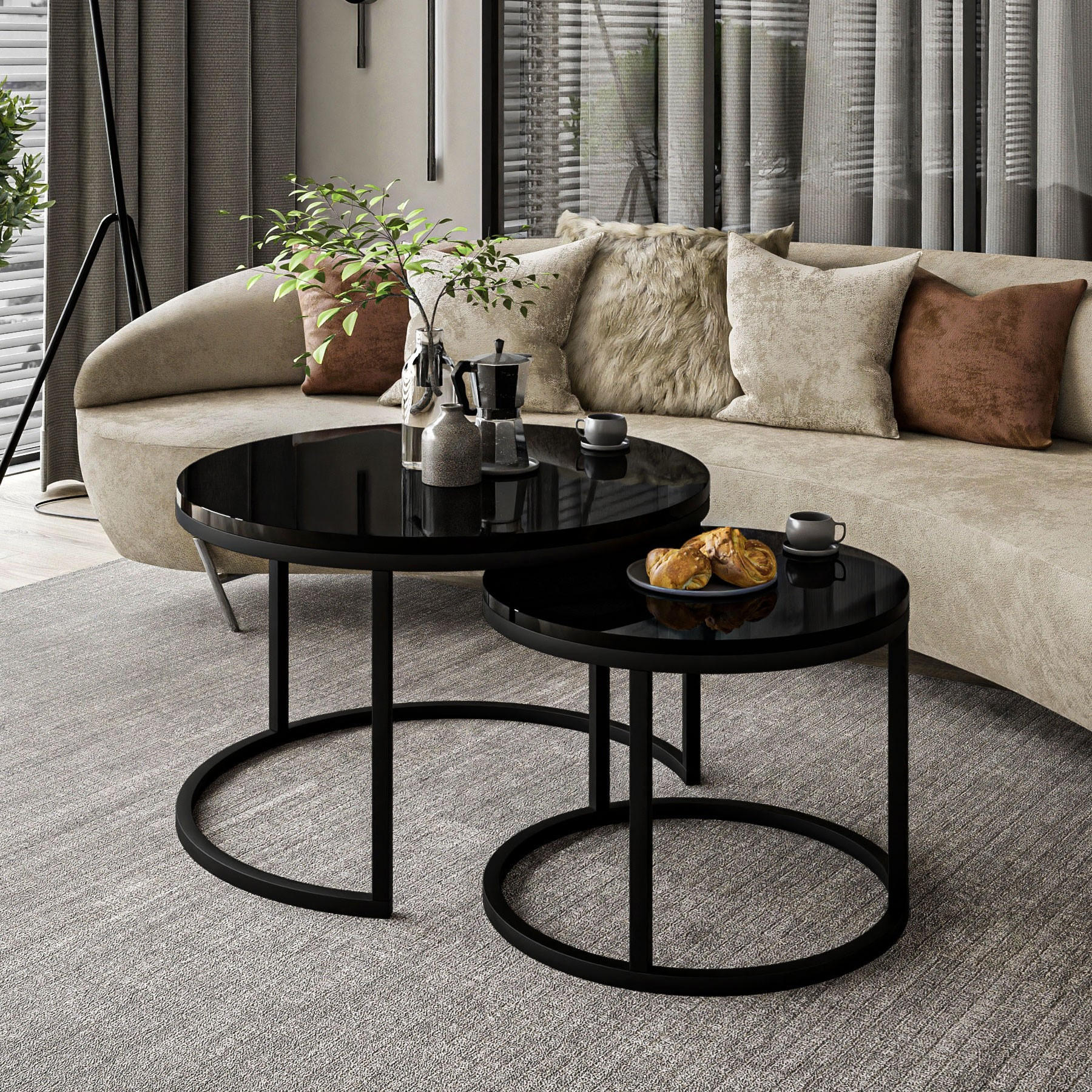 COUCHTISCH CIRI 2-in-1 Hochglanz - Schwarz, Holzwerkstoff (70/70/48cm) - Lookway