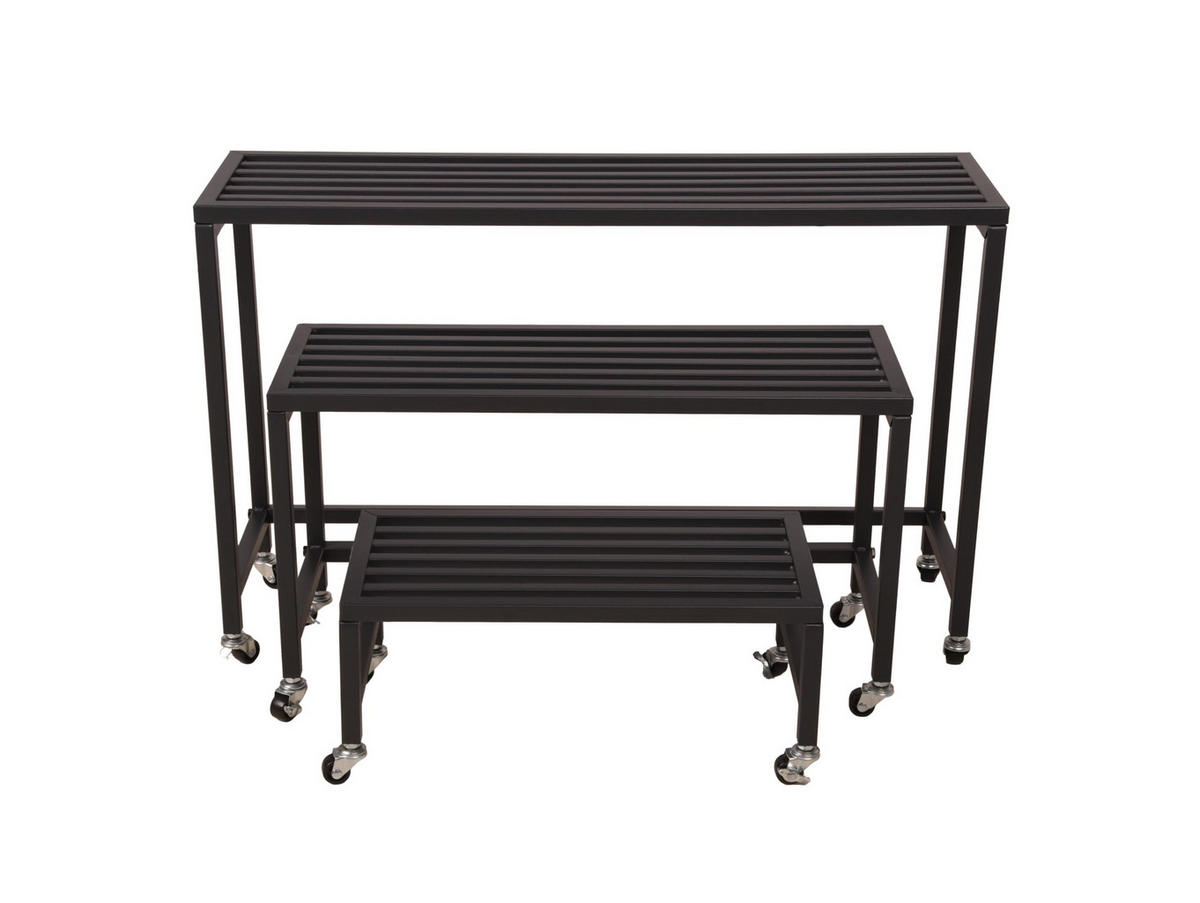 PFLANZBANK Jakob 3er Set Schwarz Stahl Blumenständer - Schwarz, Metall (20/45/70cm) - DELUKE