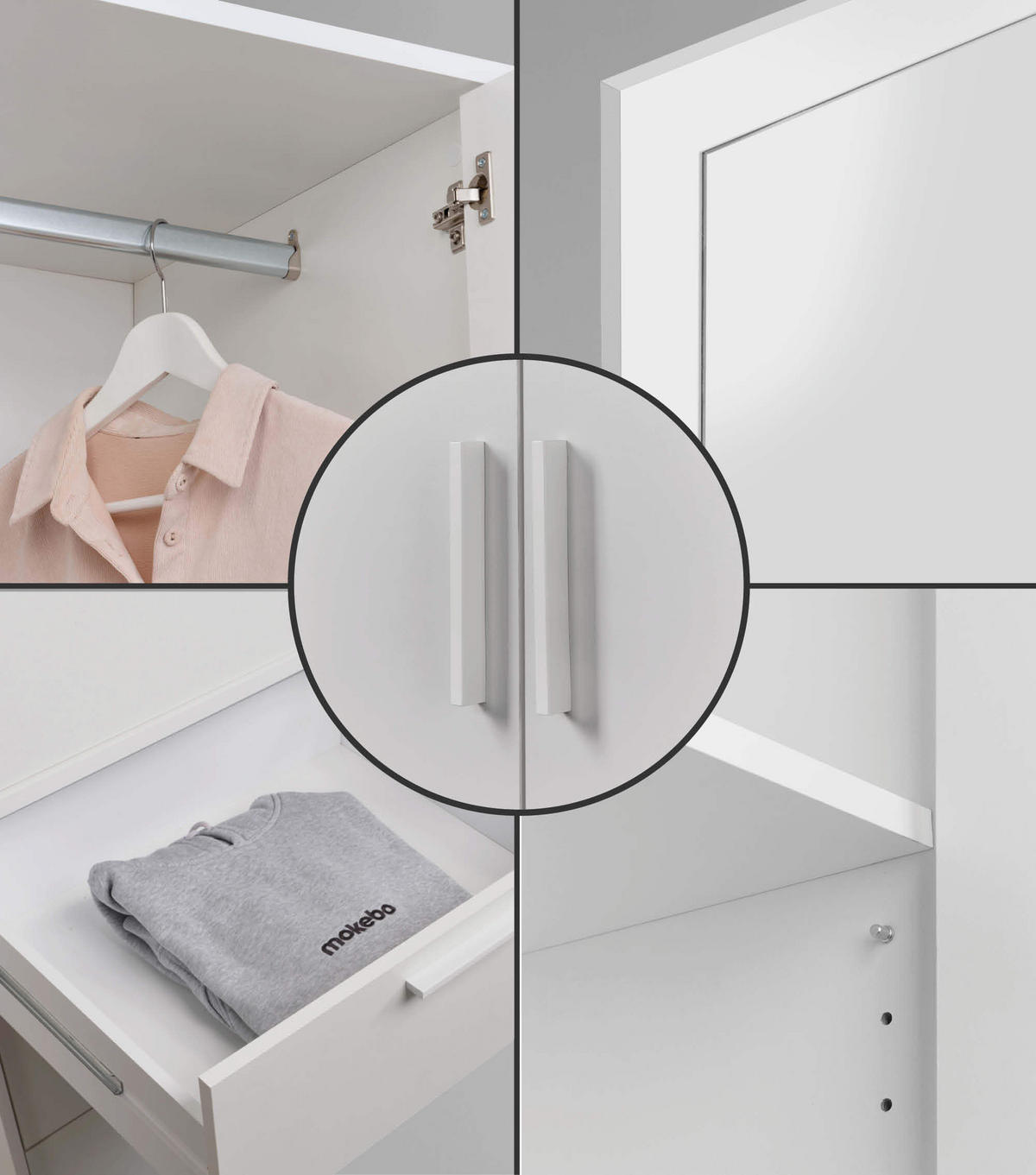 KLEIDERSCHRANK mit Spiegel Der Grenzenlose - Weiß, Holzwerkstoff (90/234/58cm) - Mokebo
