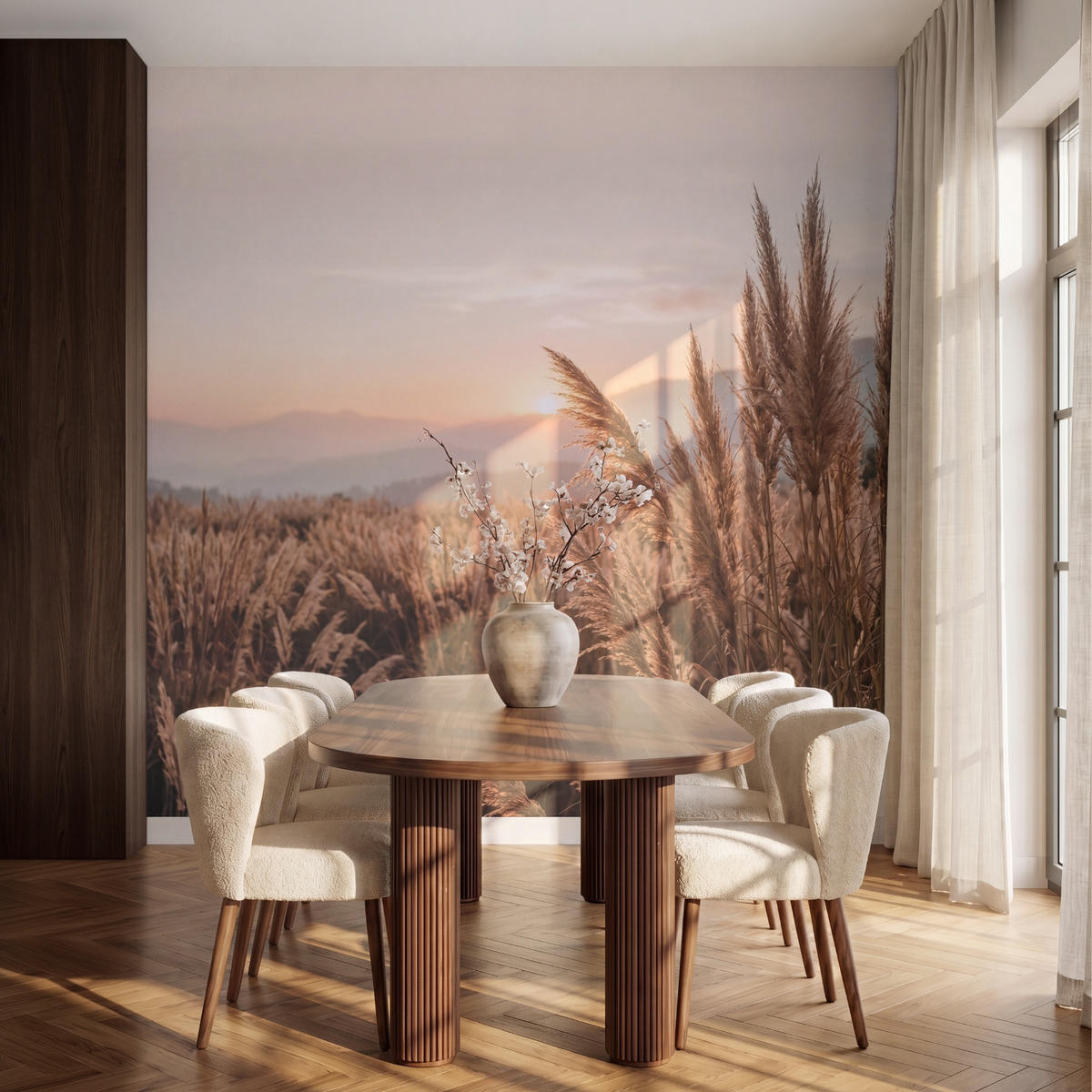 TAPETE - Gras - Feld - Sonne - Natur - 240x220 cm - Sandfarben, Papier (240/220cm) - OnlyWow