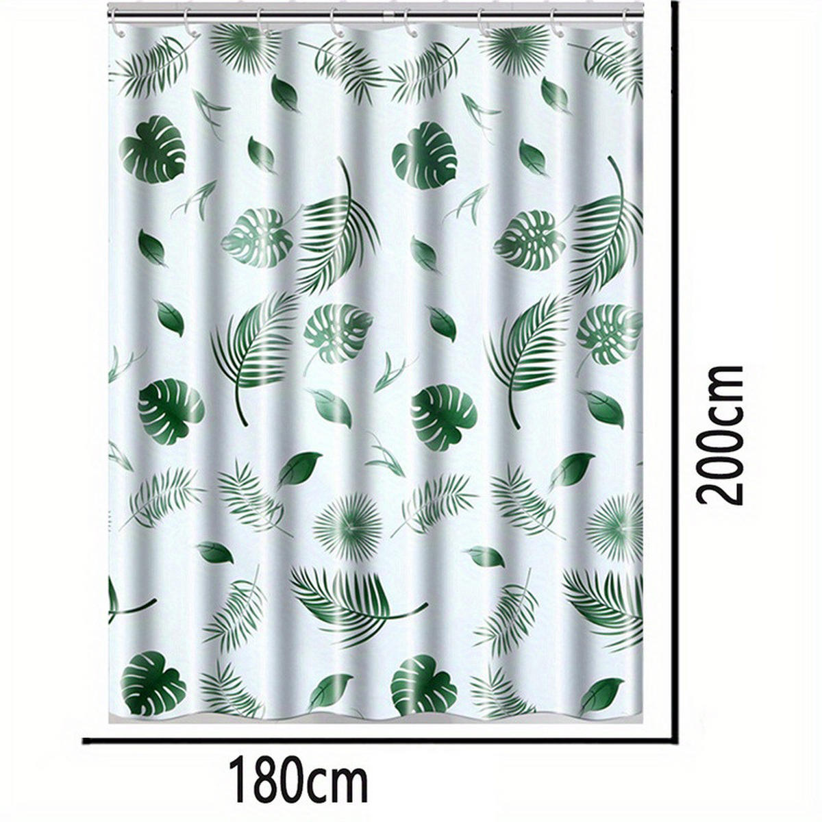 DUSCHVORHANG Grün 180 x 200 cm tropisch Pflanzen Blätter mit Haken Badezimmer - Multicolor, Kunststoff (180/200cm) - MCBOSON