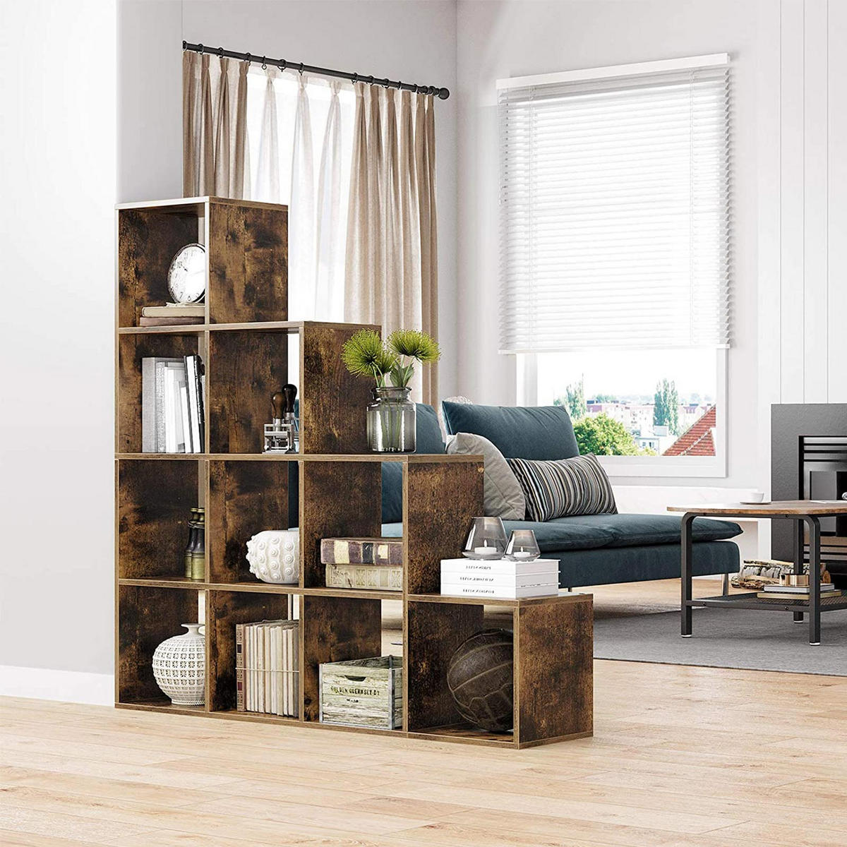 BÜCHERREGAL WÜRFELREGAL - Braun, Holzwerkstoff (29/29/129.5cm) - Hansiro