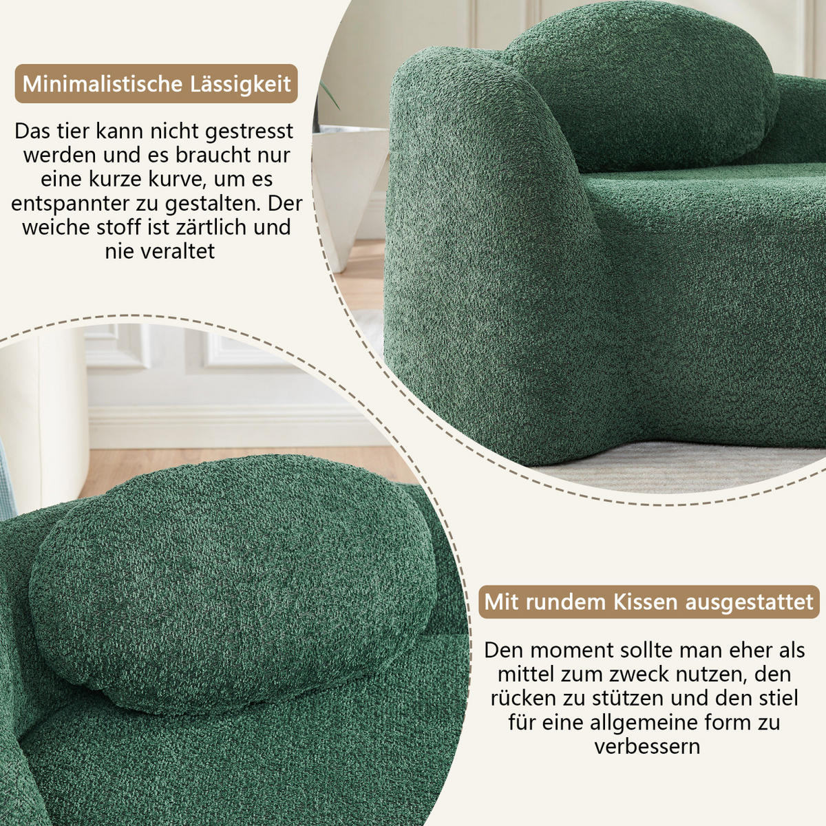 SOFA mit Schlaffunktion und Kissen, Relaxsessel für Wohnzimmer & Schlafzimmer, Grün - Grün, Textil (67/24/38cm)