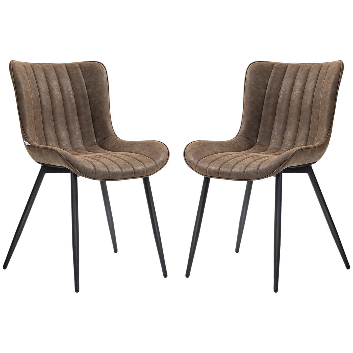ESSZIMMERSTÜHLE 2er-Set DE-13240 modernes Design mit Steppung Braun - Braun, Metall (61/80.5/49cm) - ComfortXL