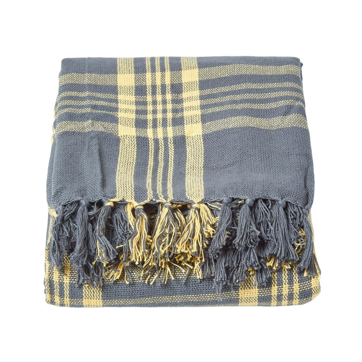ÜBERWURF 255/360 cm, Schottenkaro, 100% Baumwolle - Gelb, Textil (255/360cm) - Homescapes