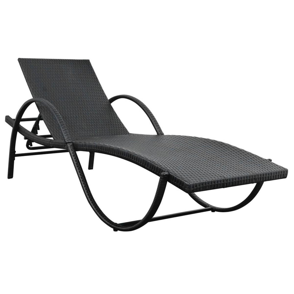 SONNENLIEGE mit Auflage & Tisch Poly Rattan Schwarz - Schwarz, Kunststoff (65/56/193cm) - furnicato