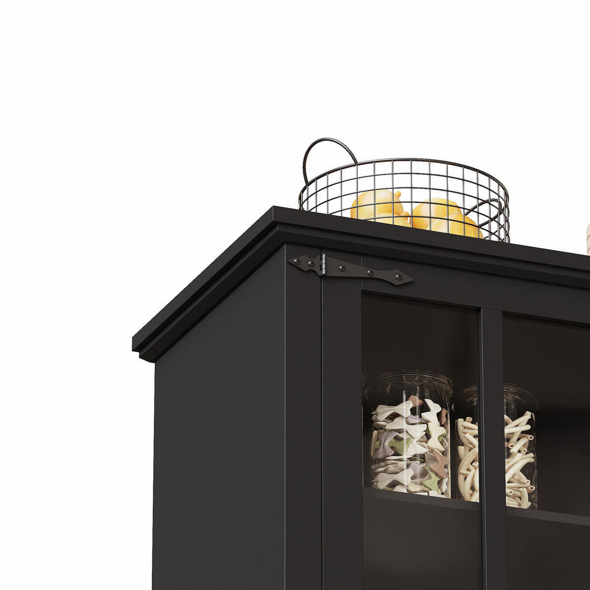 BUFFETSCHRANK Schwarz 105/38.4/180 cm - Schwarz, Holz (105/180/38.4cm) - PANGIVO