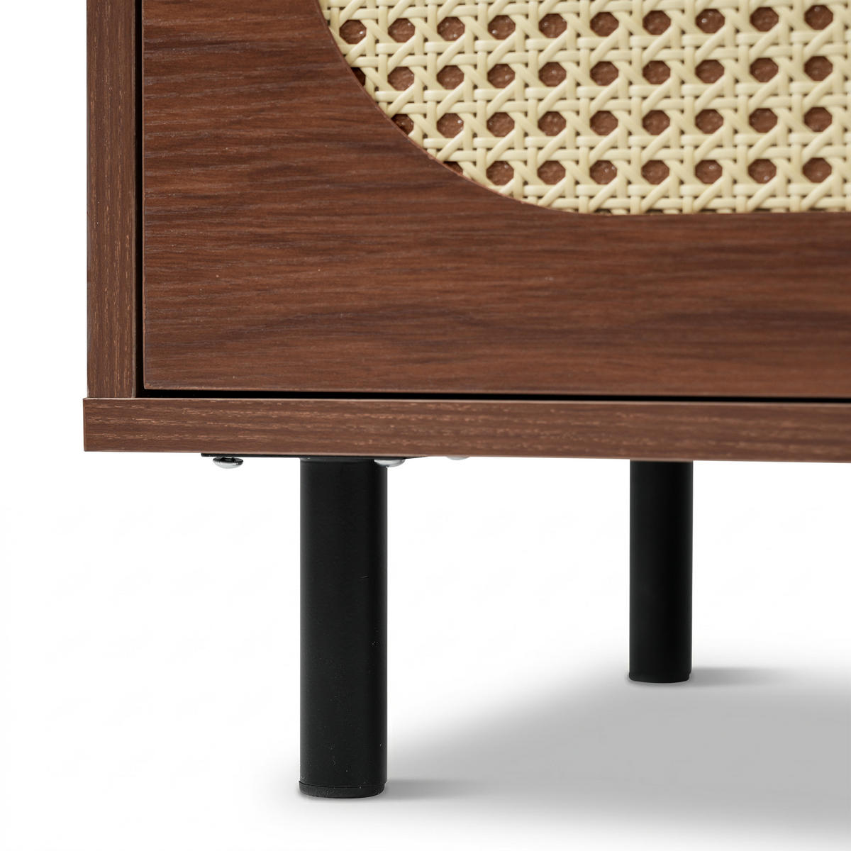 SIDEBOARD 80/40/163 cm in Nussbaum mit Rattanfront und 5 Klappen - Walnussfarben/Schwarz, Holzwerkstoff/Metall (80/163/40cm) - CHICFURN